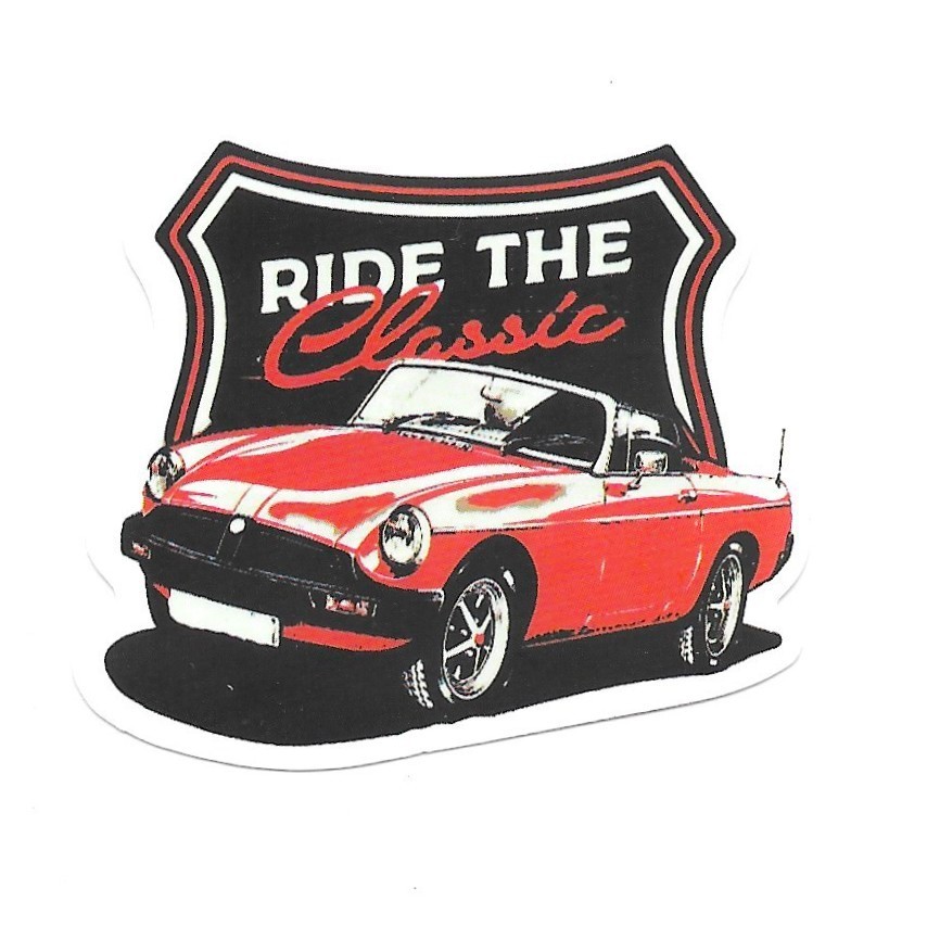 Ride The Classic Vinyl Sticker Red Sports Car Roadster Decal Vintage British MGB