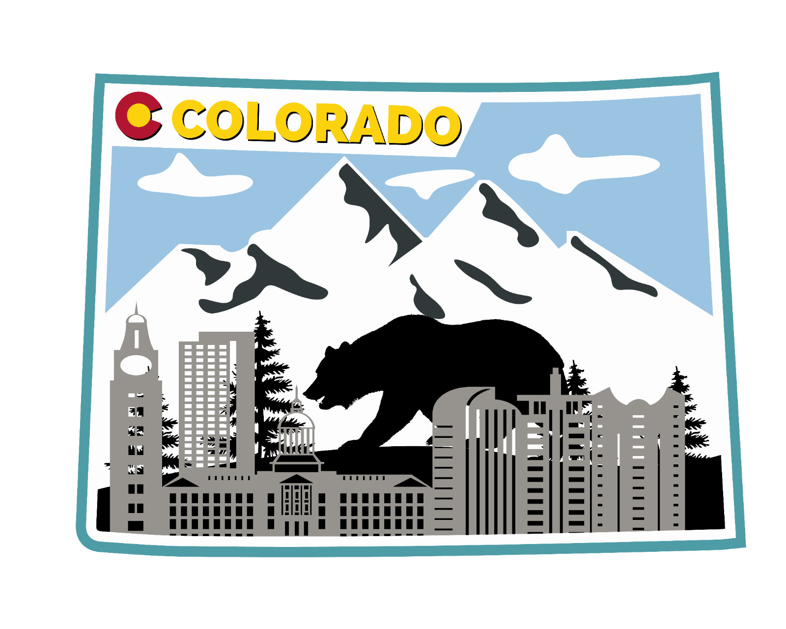Colorado State Shape Skyline Vinyl Sticker 4×3 Inch Waterproof & Fade Resistant