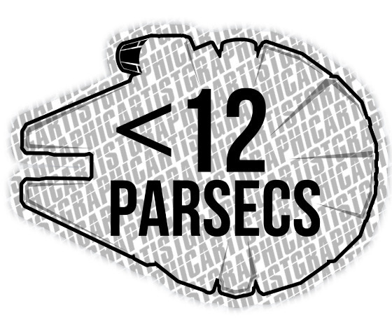 2 1/4″x3″ Star Wars Millennium Falcon 12 Parsecs STICKER