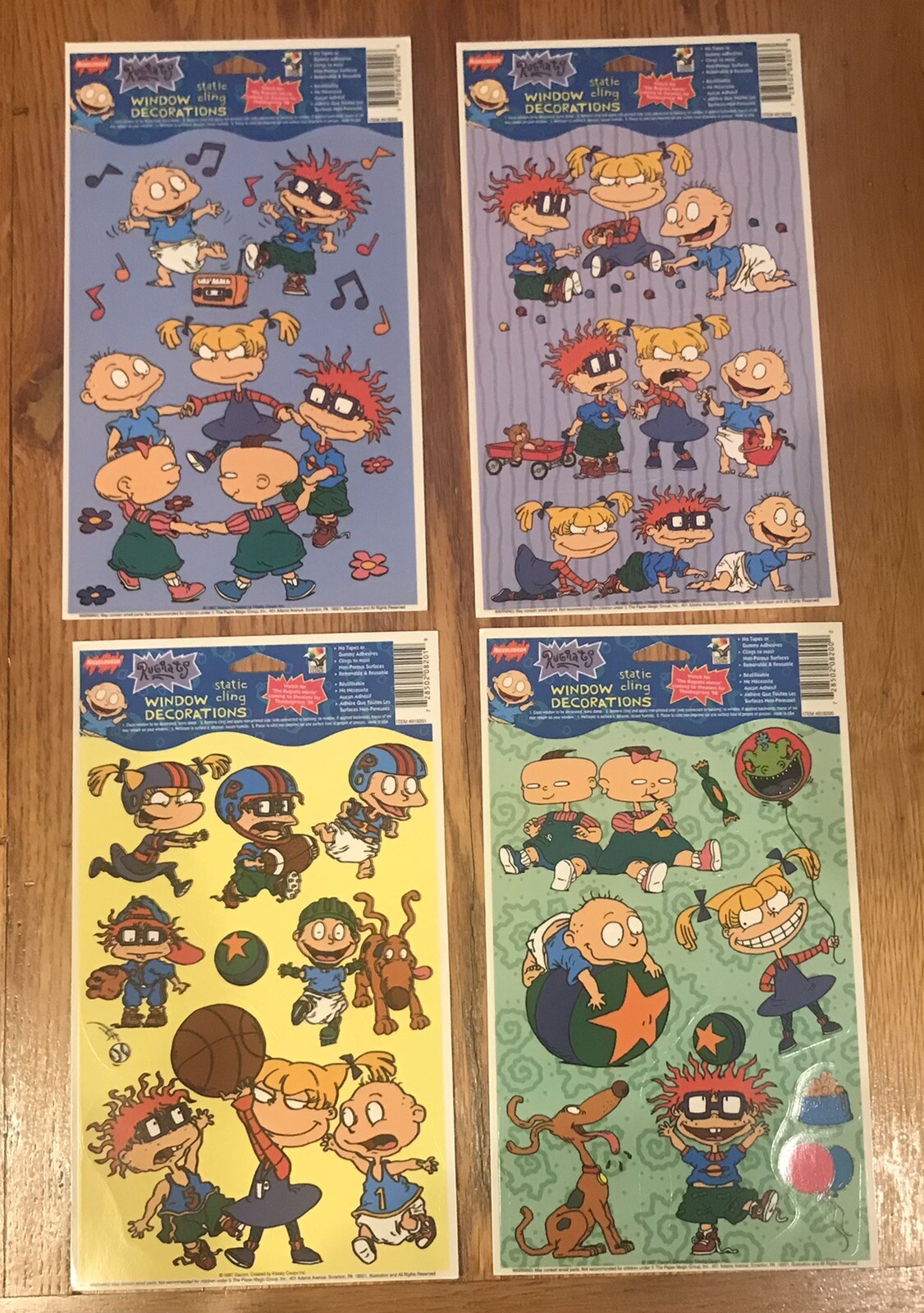 Vtg Rugrats Nickelodeon Static Cling Window Decorations Tommy Chuckie Lot Of 4