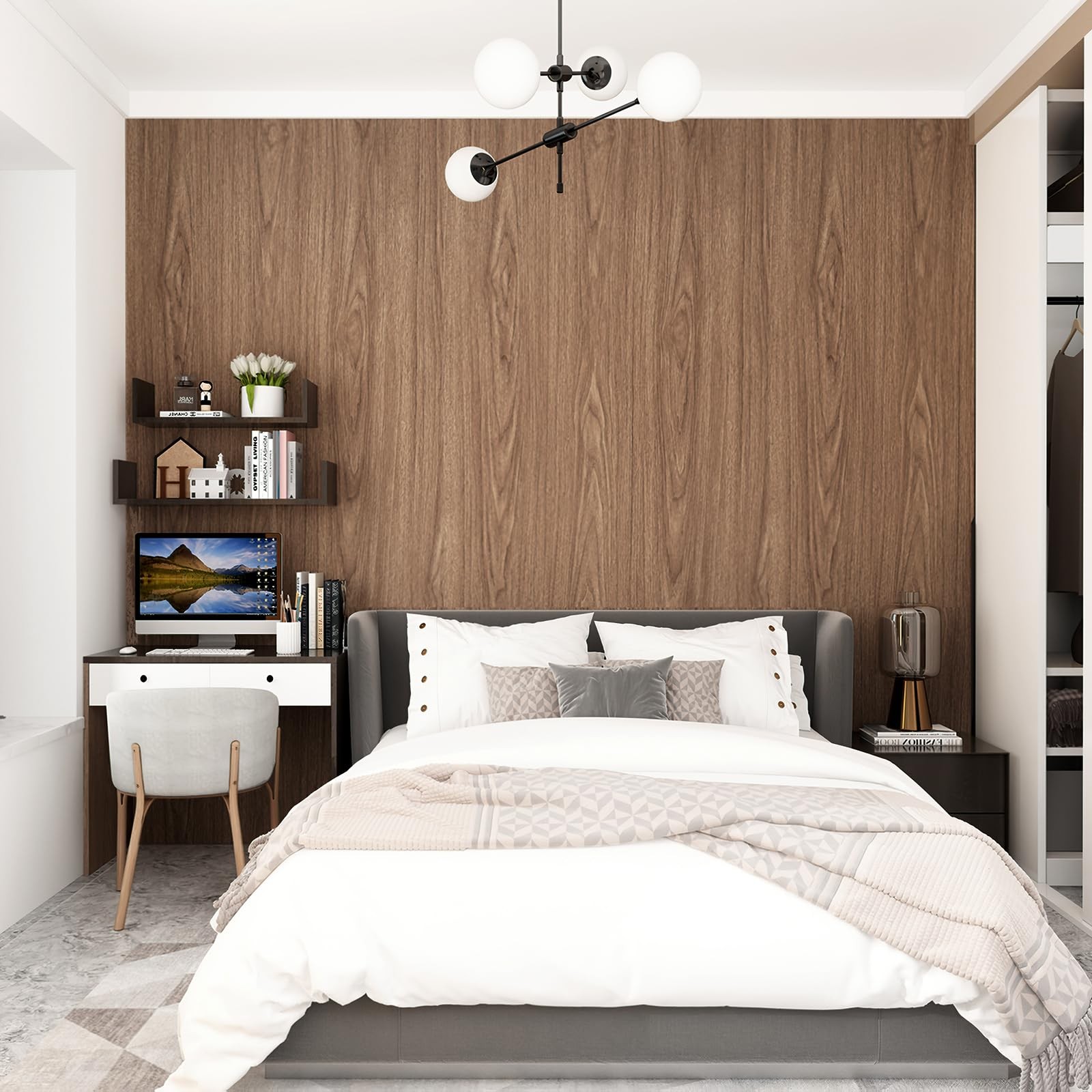 Walnut Wood Grain Contact Paper Peel and Stick Wallpaper 16×78 Waterproof