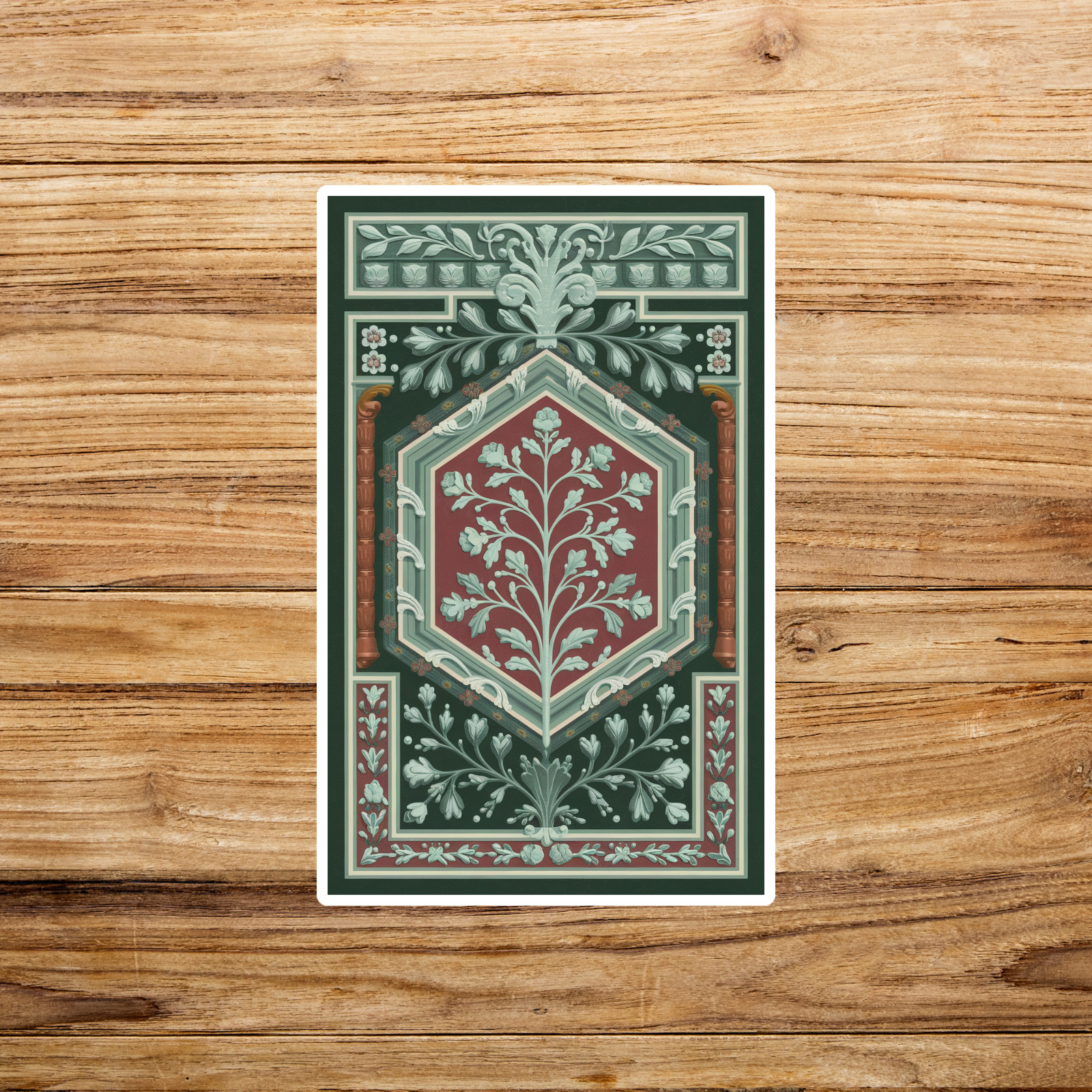 Antique Victorian Ornamental Tile Design Sticker – Intricate Floral Pattern #213