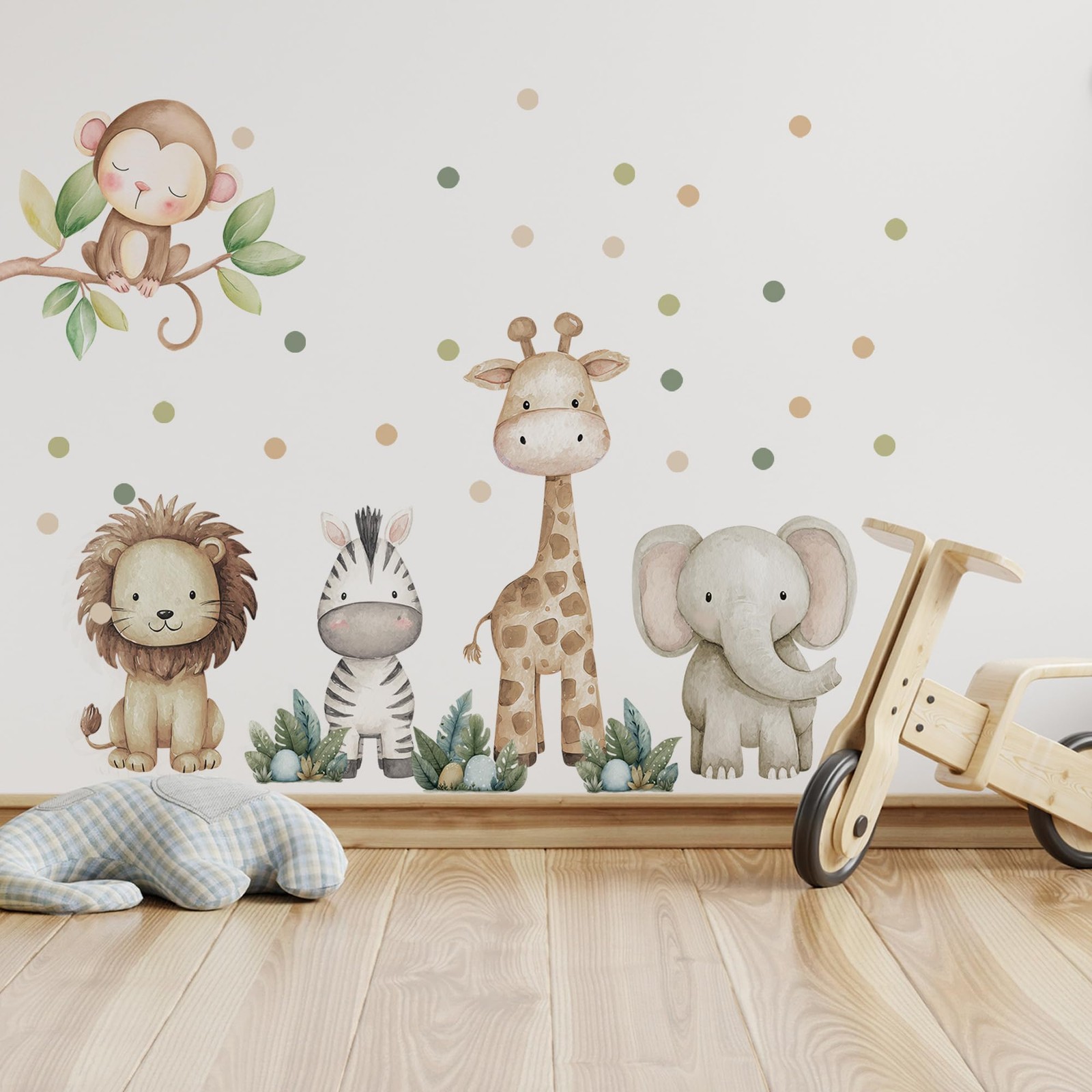 Safari Animals Nursery Wall Decal, Peel and Stick Nursery Mural Jungle Animal…
