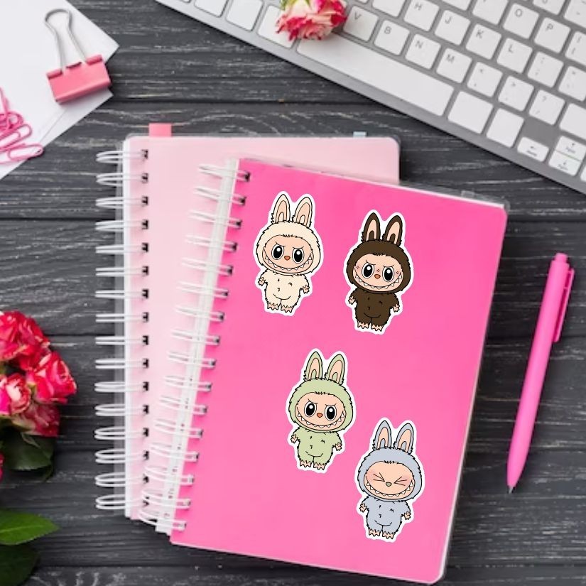Labubu Set of 10 Stickers, Peel N’ Stick, Different sizes
