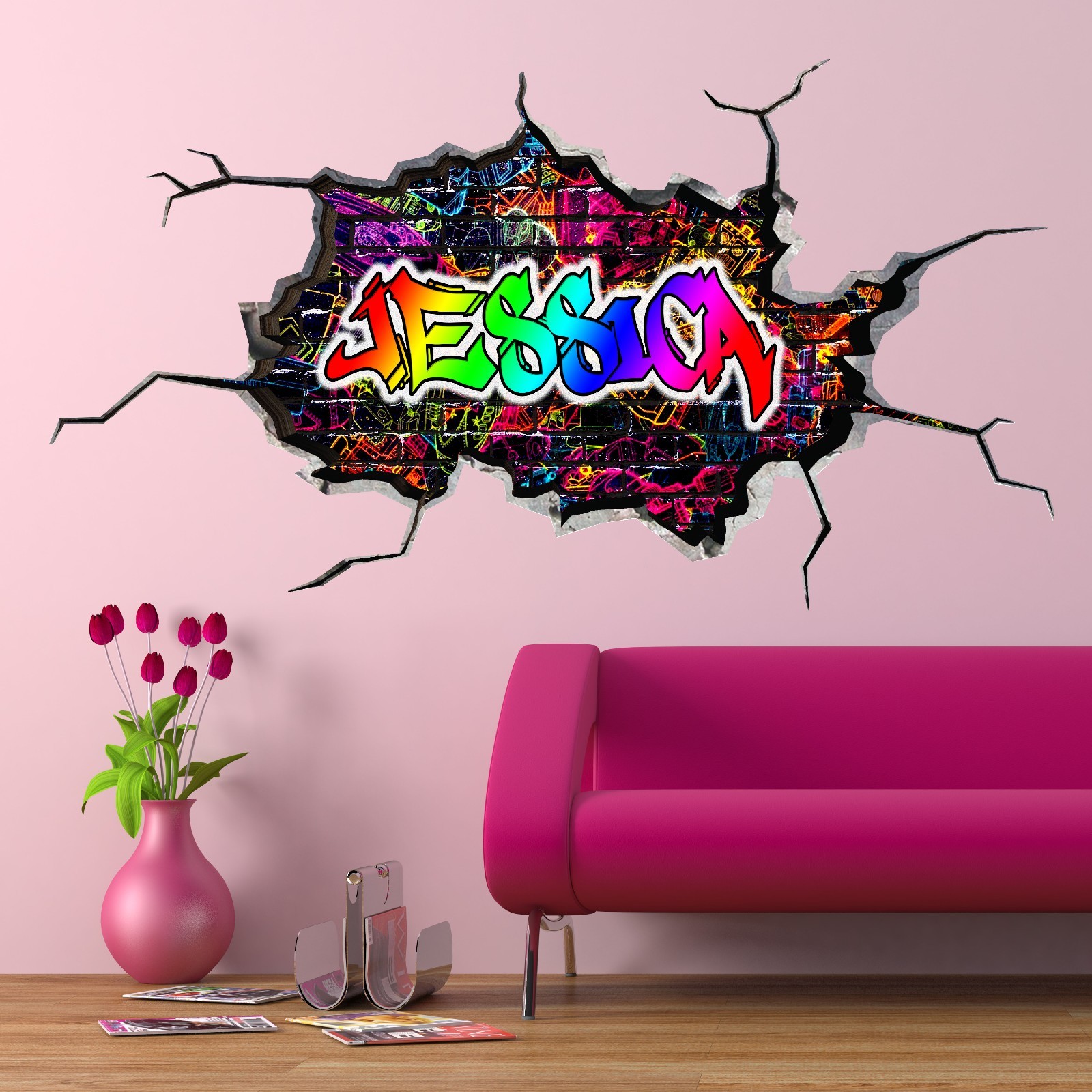 3D Graffiti Name Custom Personalized Vinyl Wall Sticker DIY Room Decor Kids New