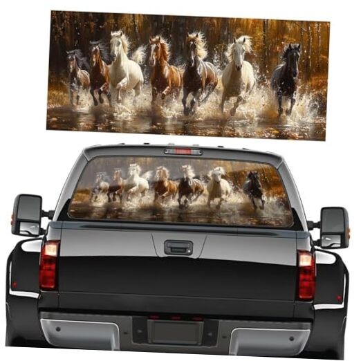 Truck Rear Window A Groupof Horses Running Along The 66 in x 20 in Horse 4