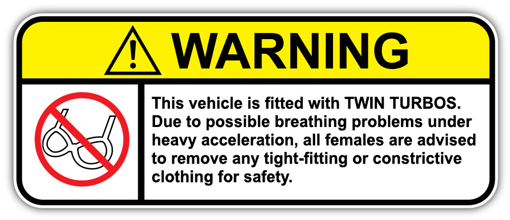 Warning This Vehicle Is Fitted With Twin Turbos Stiker Decal- 3”,5”,6”or 8”