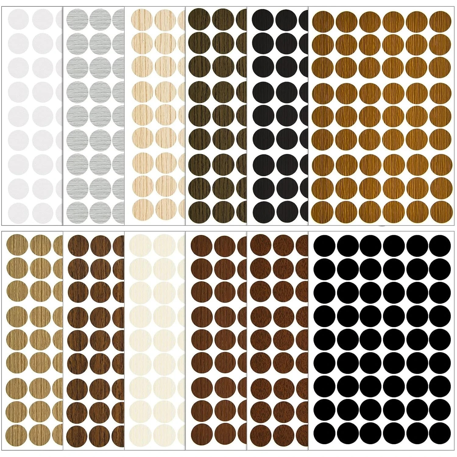 648 Pieces Adhesive Screw Hole Cover Stickers Wood Grain Furniture Stickers 1…