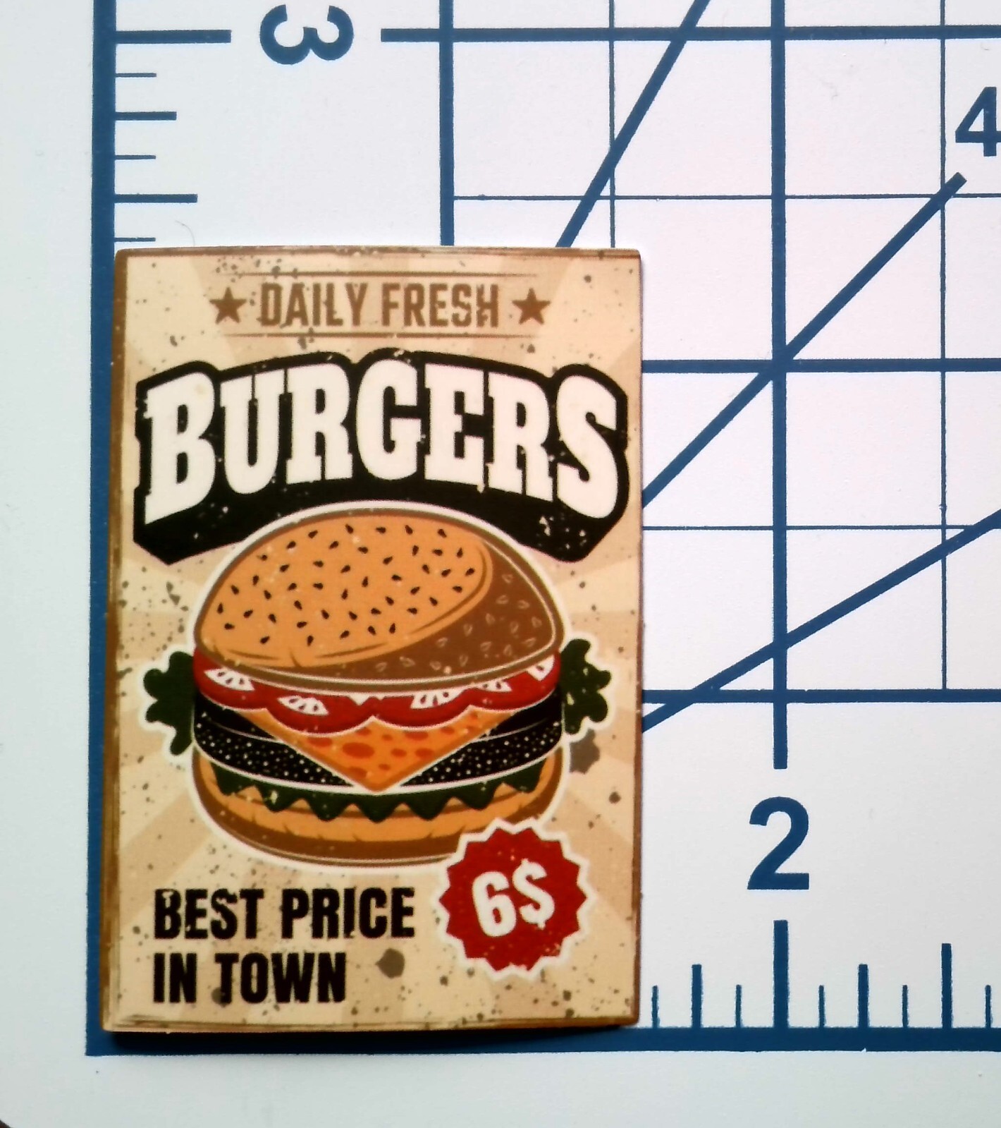 Burger Sticker Die Cut Vinyl Decal Scrapbook Journal Fast Food Diner Retro