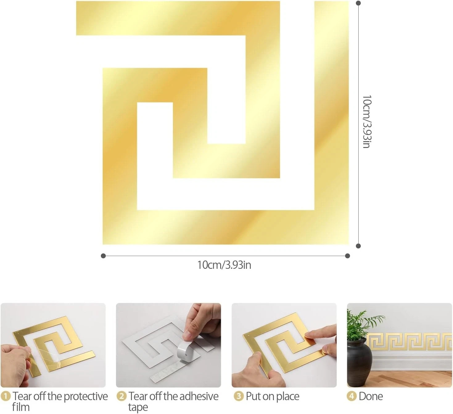 50Pcs Gold Mirror Stickers Wall Removable Peel and 50pcs gold,