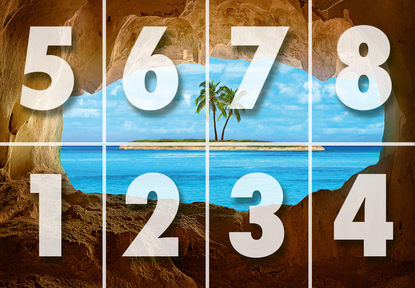 PARADISE ISLAND Wall Mural 144Wx100H Removable Wallpaper Tropical Beach Sea Palm
