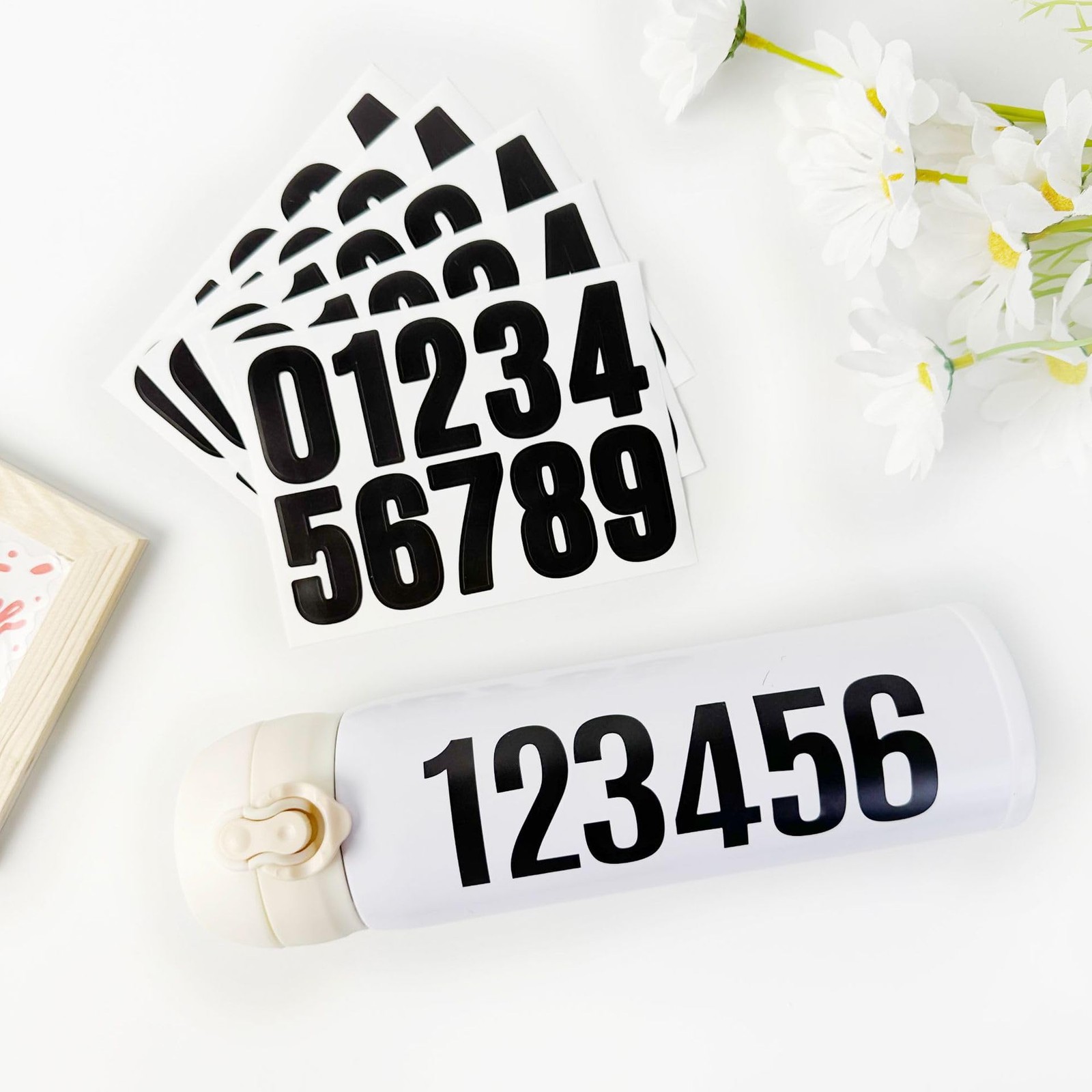 10 Sheets 1.5 Inch Black Number Stickers 0-9, 3 x 8 inches,