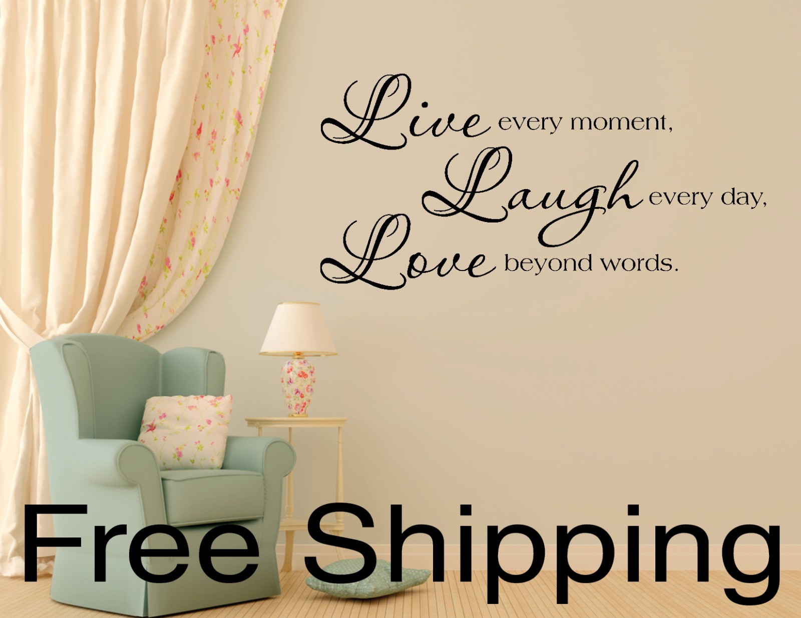LIVE LAUGH LOVE wall vinyl sticker home decor art 10 x 20 inch FREE SHIP