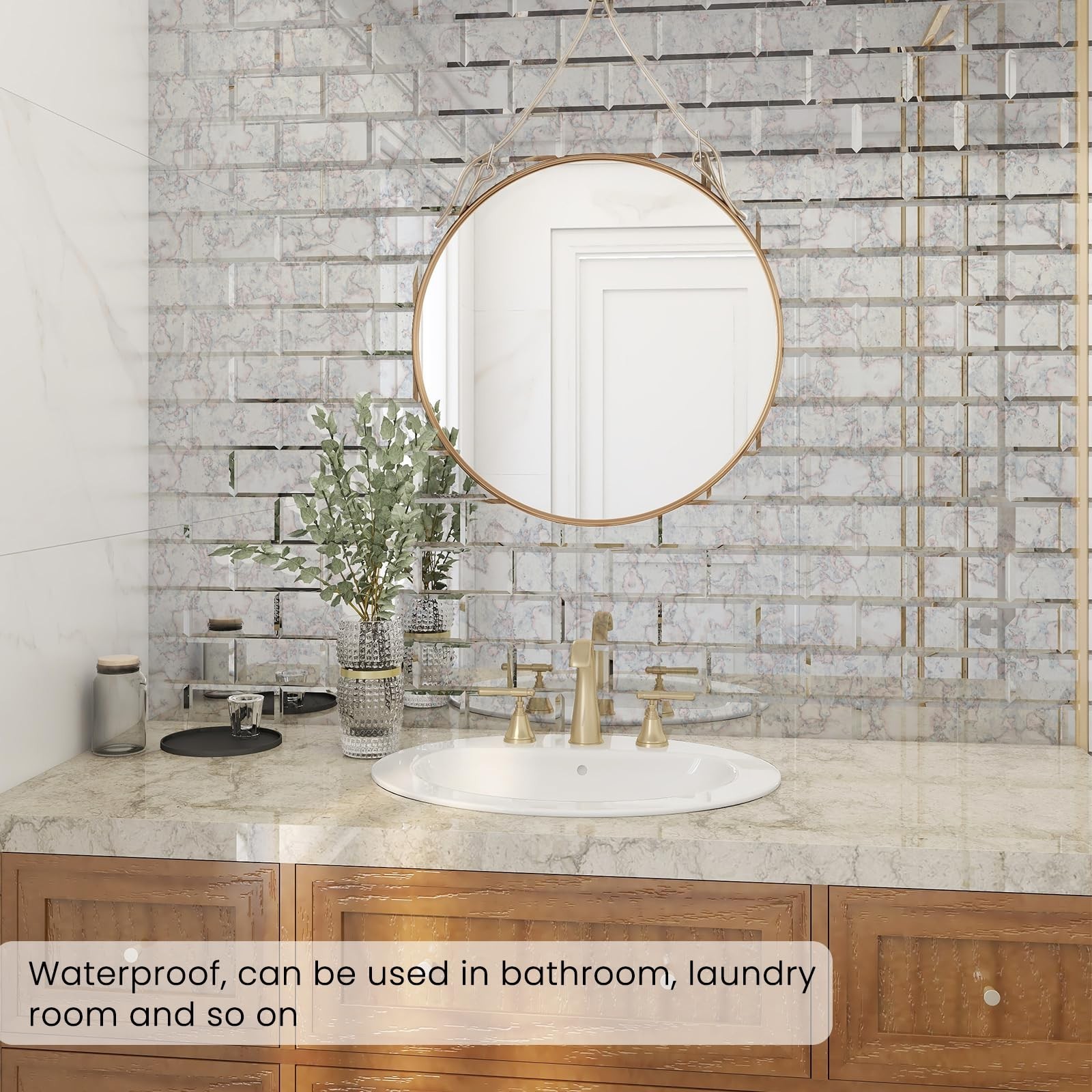 Peel and Stick Antique Mirror Subway Tile 3 x 6 Inch Beveled Mirror Tile for …