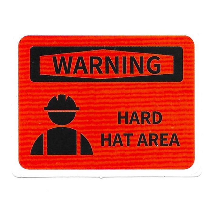 Warning Hard Hat Area Vinyl Sticker Funny Construction Job Site Safety Decal