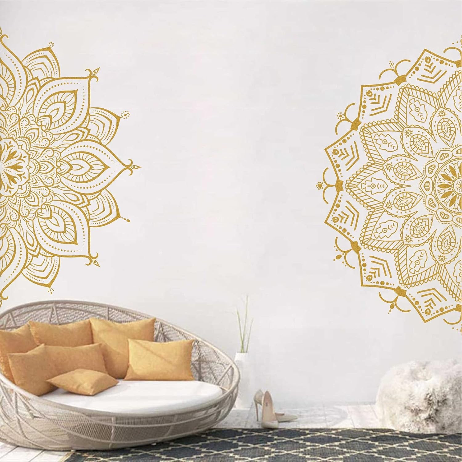 Half Mandala Wall Decal Mandala Wall Sticker Mandala Decals for Walls Flower Wal