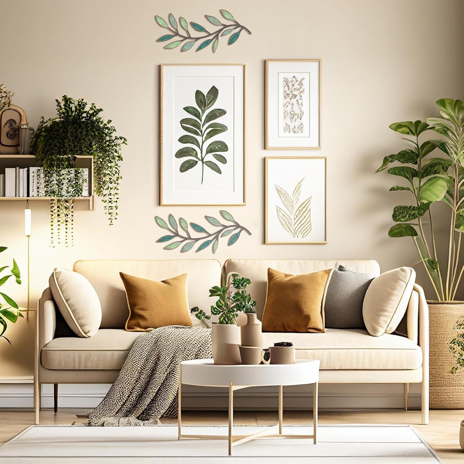Stunning Metal Leaf Wall Decor Set: 15.75×7.09 Inches for Contemporary Homes