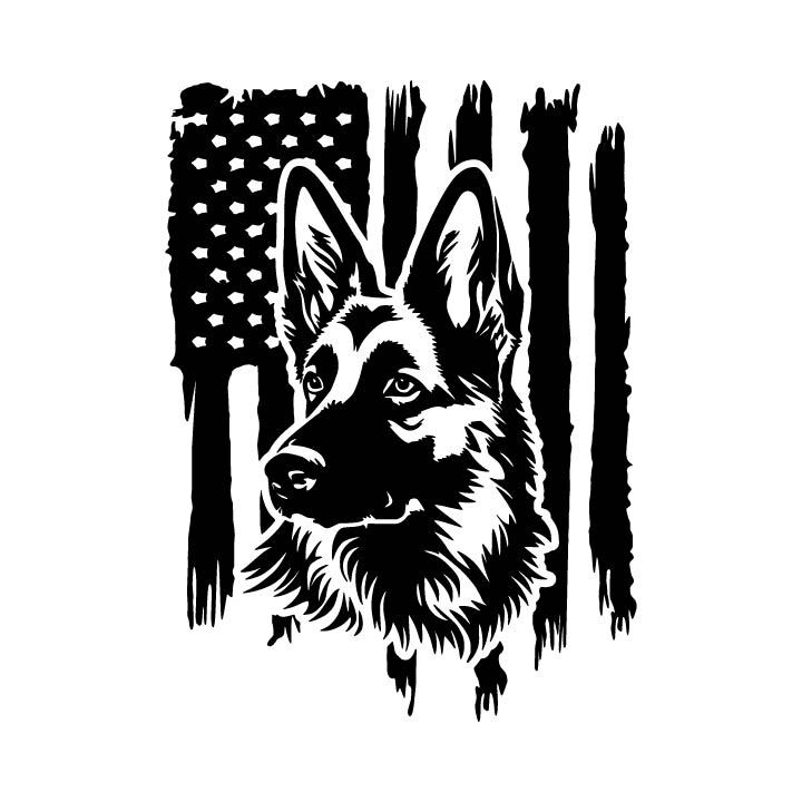 Distressed American Flag German Shepherd Dog Puppy USA Patriot Decal Sticker