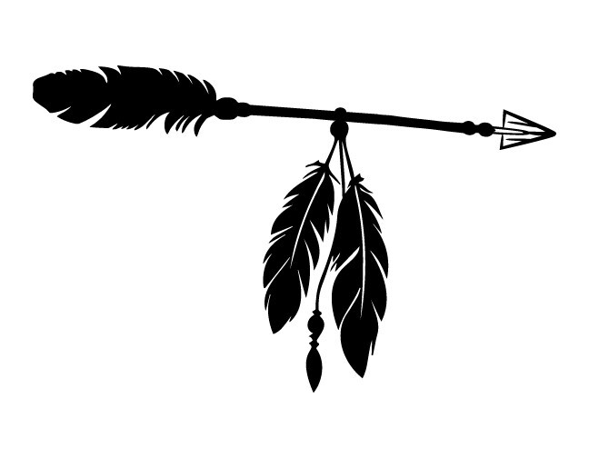 Set of 2 – Indian Feathers Arrow Decals Stickers Feather Beads Arrowhead #02