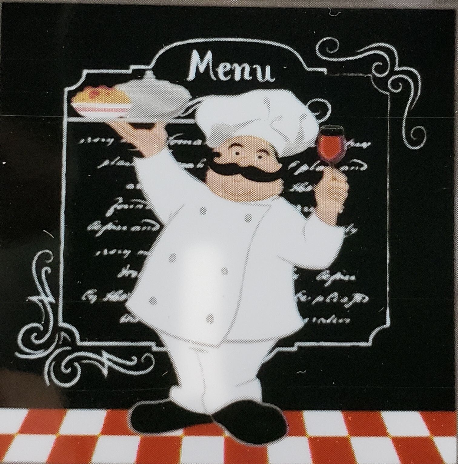 KITCHEN STOVE BACKSPLASH STICKER / WALL DECALl (30″x18″) FAT CHEF, GR