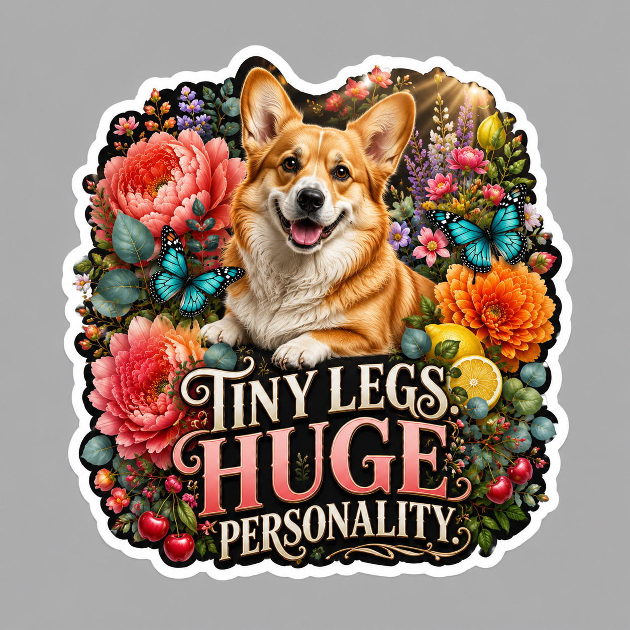 Corgi Sticker Vinyl Decal Tiny Legs Huge Personality Funny Dog Gift