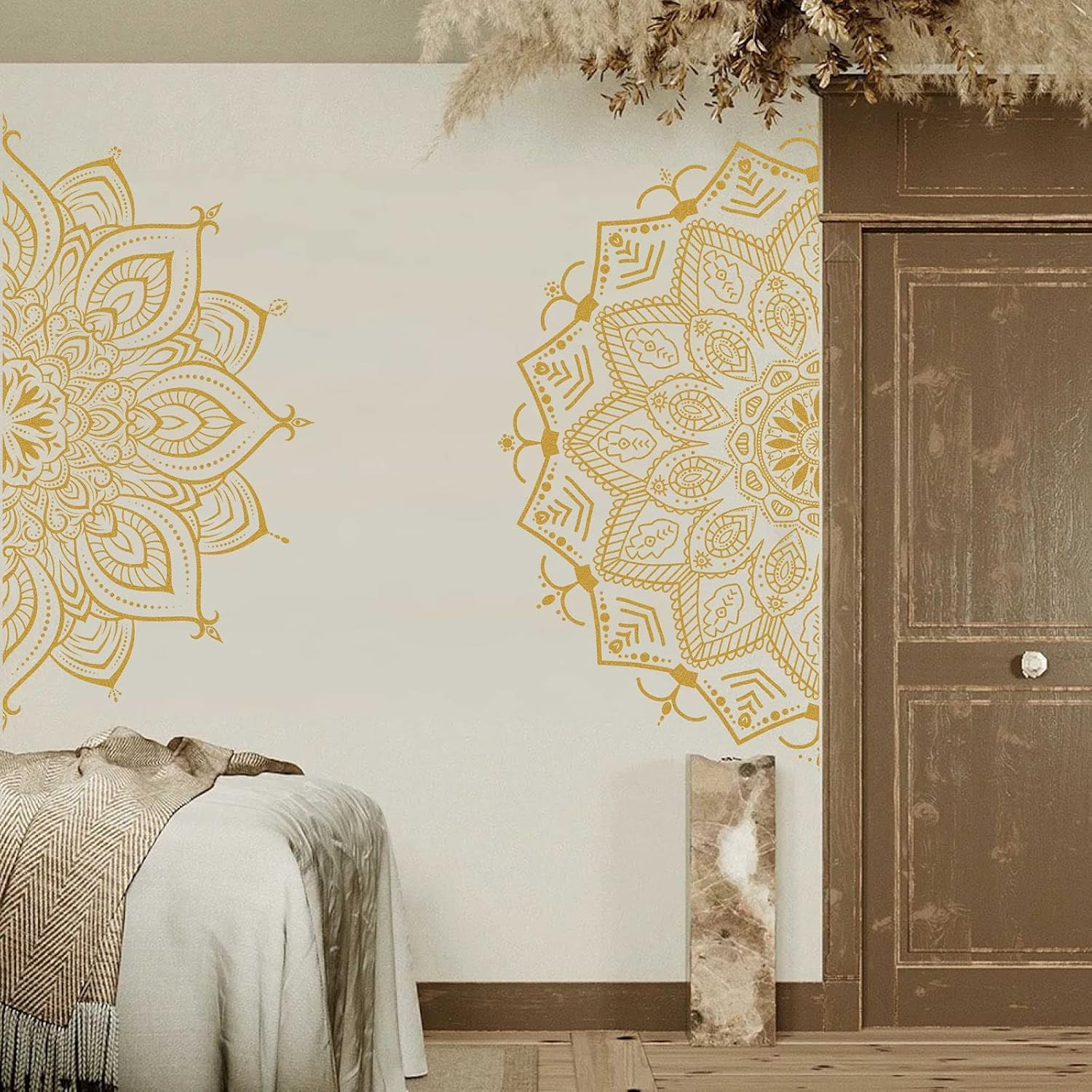 Half Mandala Wall Decal Mandala Wall Sticker Mandala Decals for Walls Flower Wal