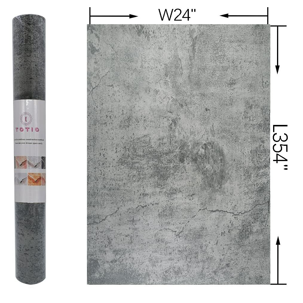 TOTIO Gray Concrete Wallpaper Matte Thick Dark Grey Cement Contact Paper Peel…