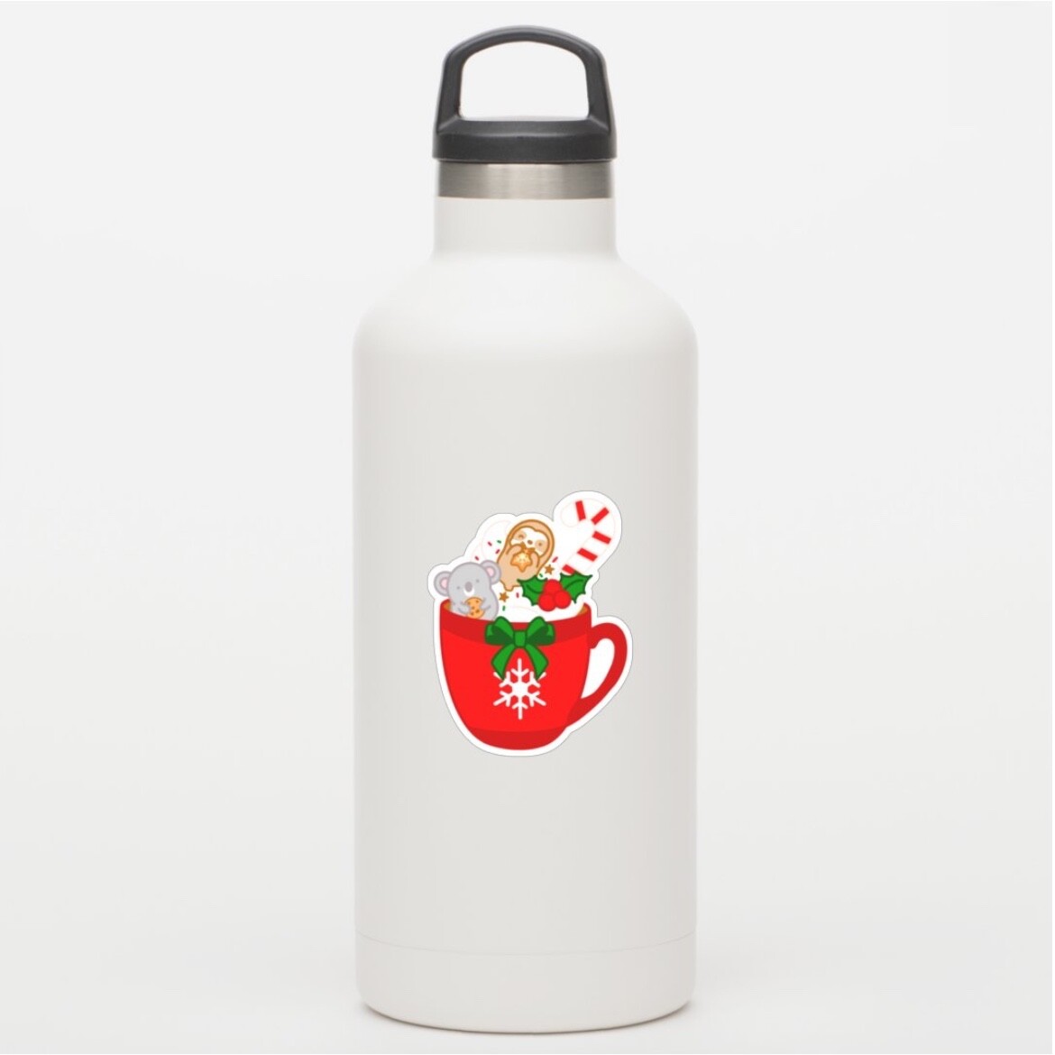 Cute Christmas Hot Chocolate Mug Vinyl Sticker | Kawaii Sticker for Sloth Lovers