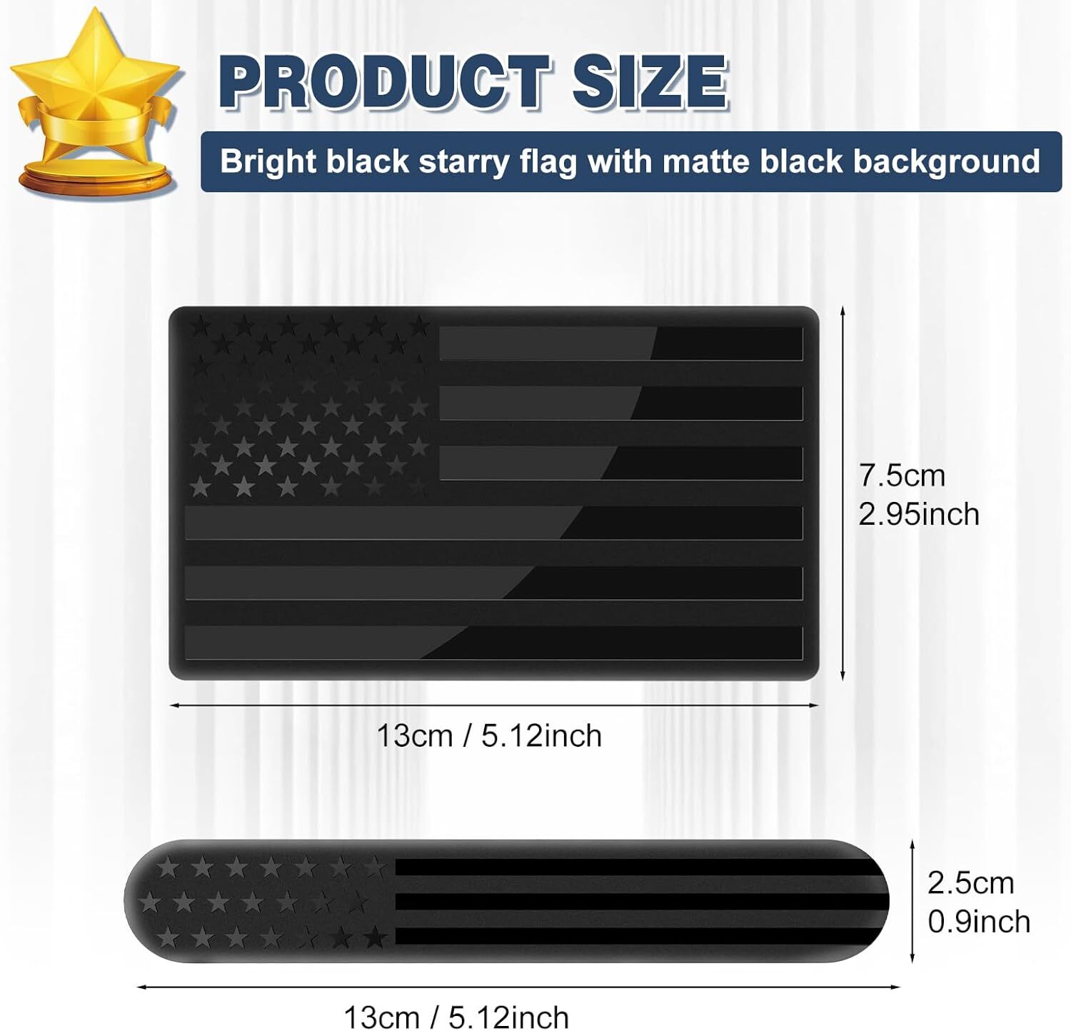 3D Metal American Flag Emblem Decal，Black American Flag Decalfor Car Truck or.