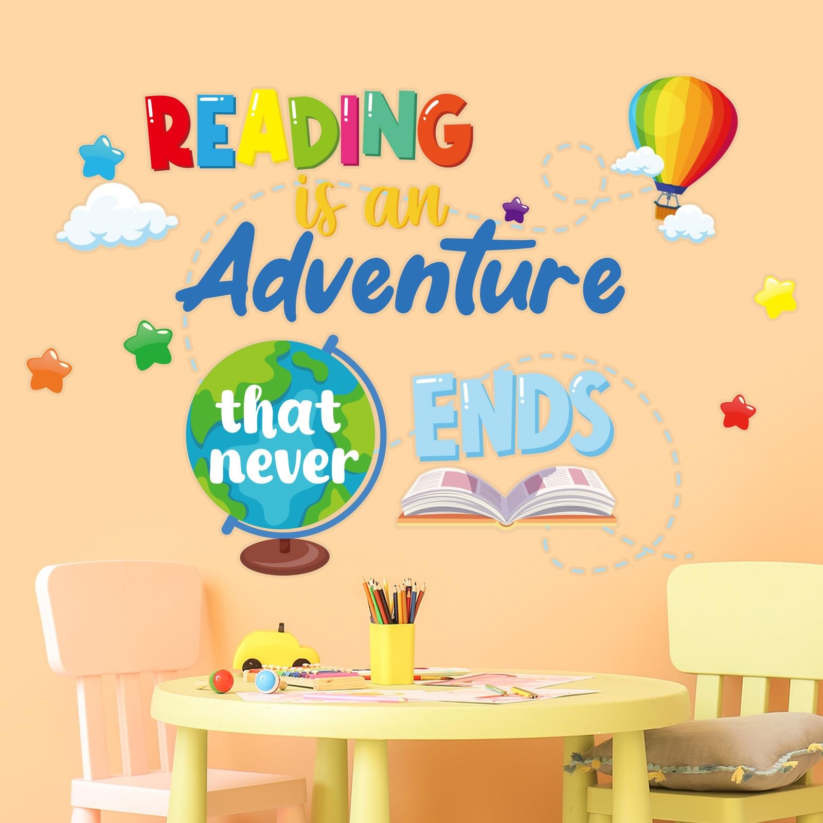 Inspirational Quotes Wall Decals, Reading Corner Wall Art Stickers Nursery Cl…