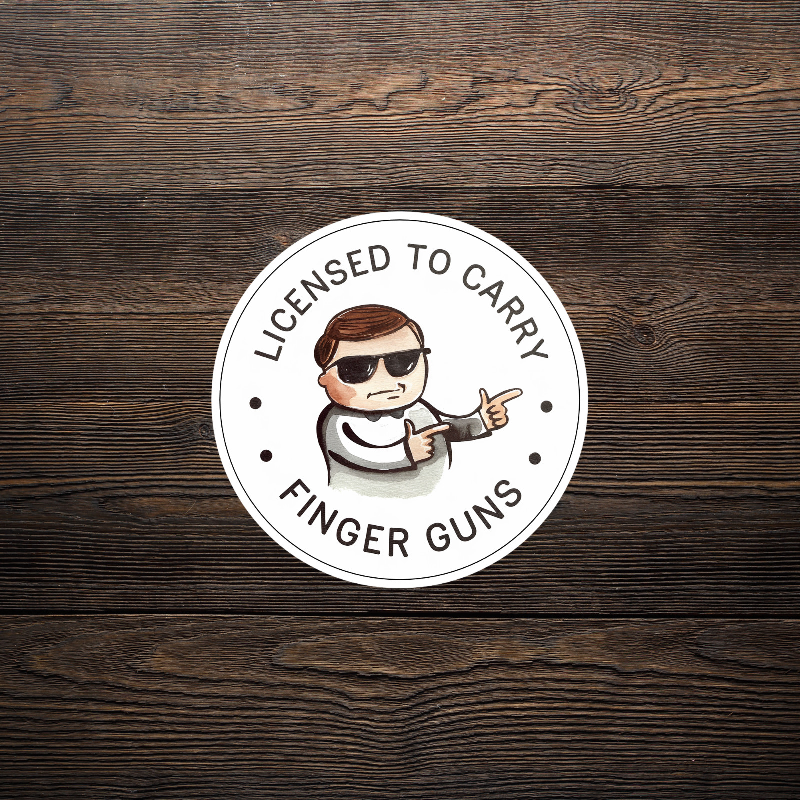 Licensed to Carry Finger Guns Funny Cartoon Character Sticker Decal #645