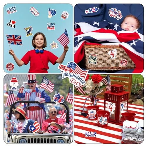 100 PCS 4th of July Stickers, Patriotic Stickers for Decorations, USA