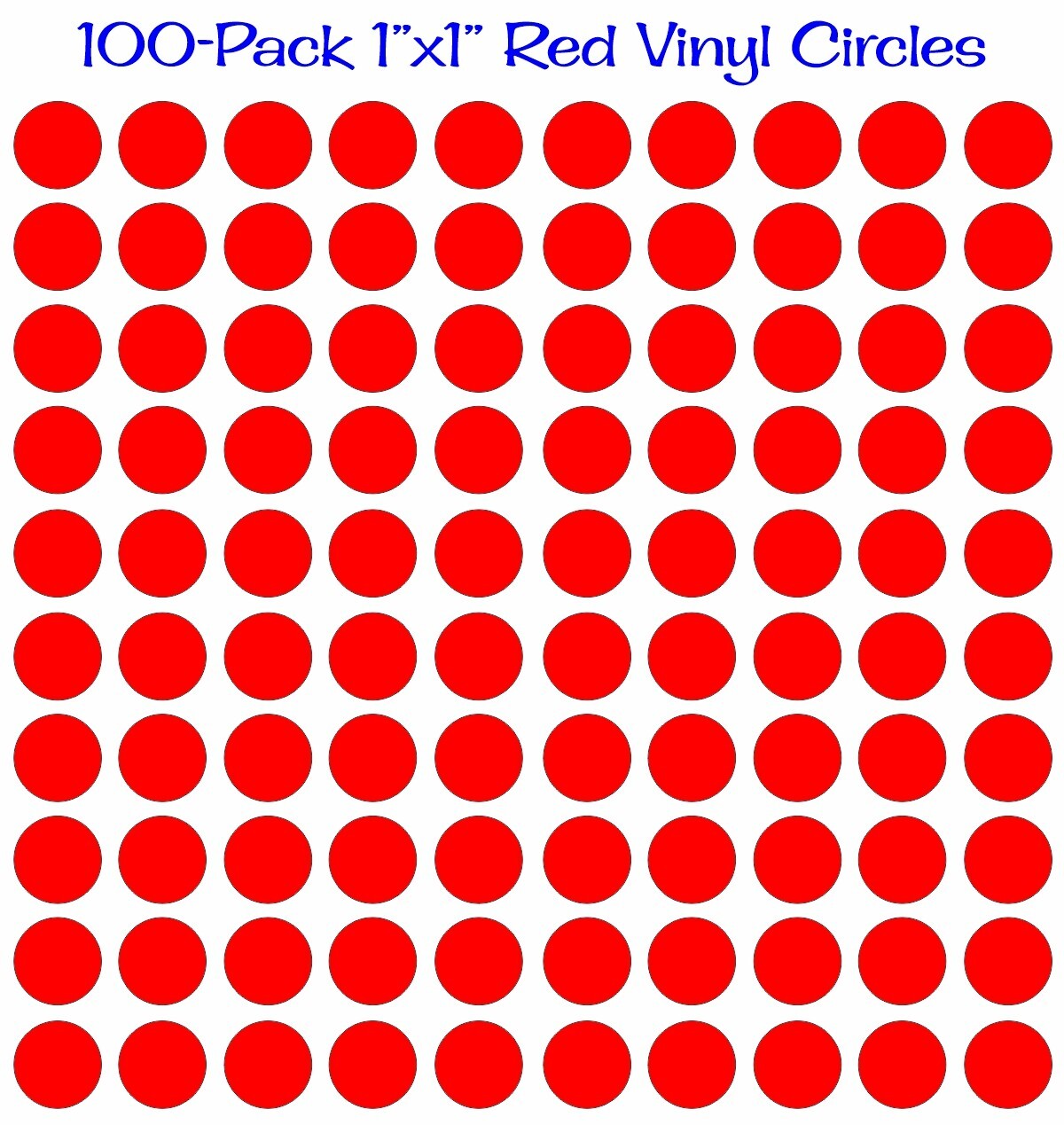 100 pack – 1″x1″ Round Red Vinyl Stickers / Decals Circles Polka Dots Die Cut