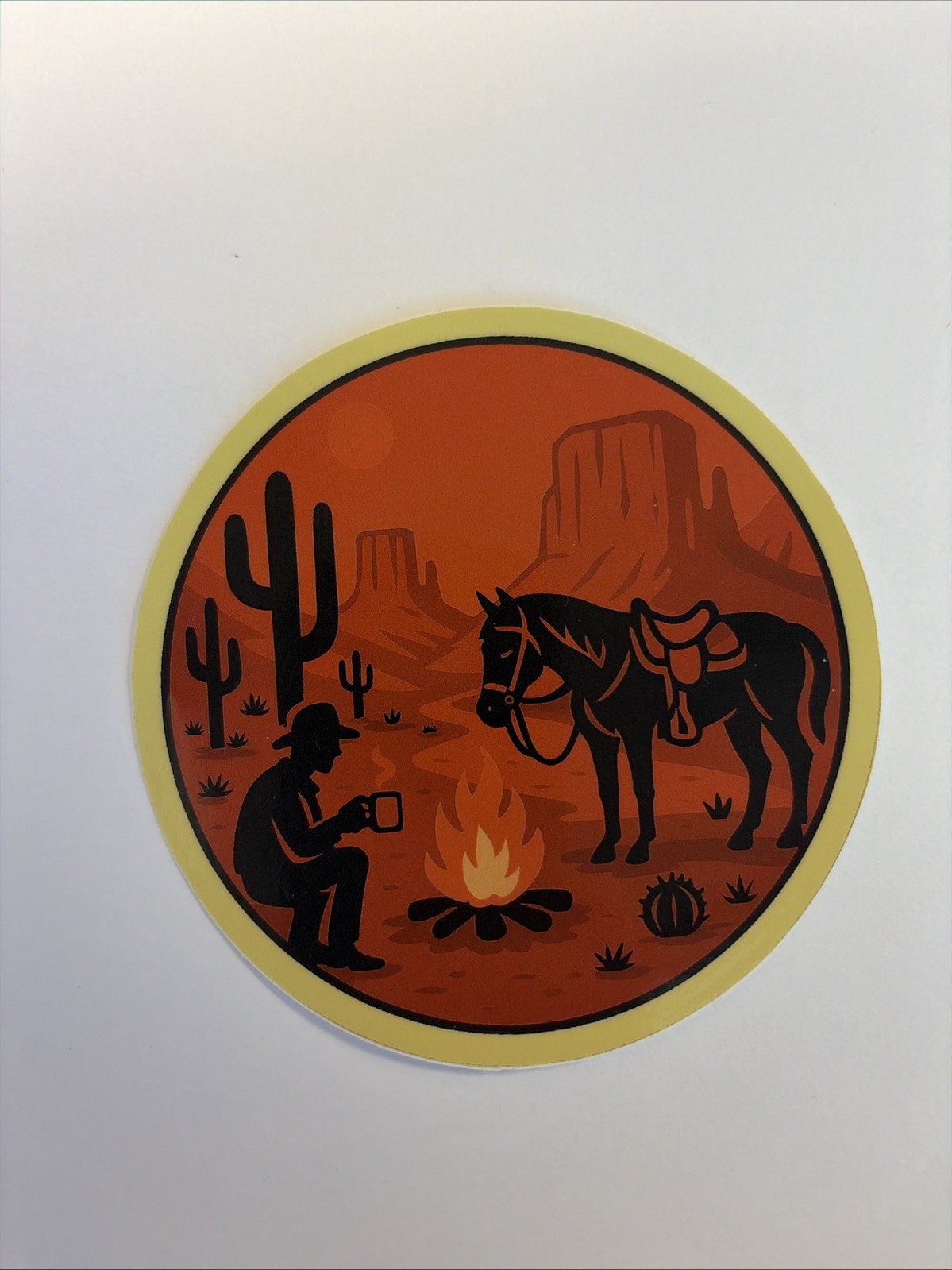 Desert Sticker Horse Cowboy Coffee Camp Fire Southwest