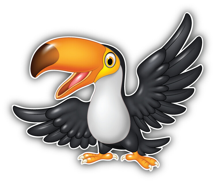 Happy Toucan Animal Cartoon Car Bumper Sticker Decal