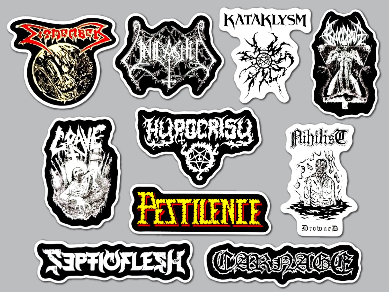 Death Metal Sticker Lot (10 Pack) SET 7 pestilence bloodbath dismember grave