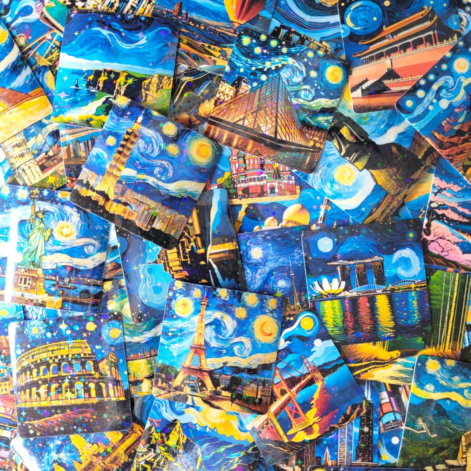 Starry Night at the Time Square New York USA ART Vinyl Stickers !! Van Gogh