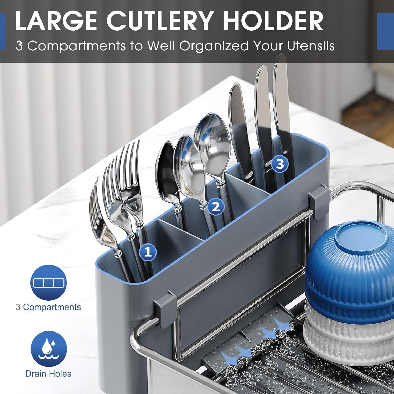 Stainless Steel Dish Drying Rack – Large Capcity 304 Grade Dish Drainer for Kitc