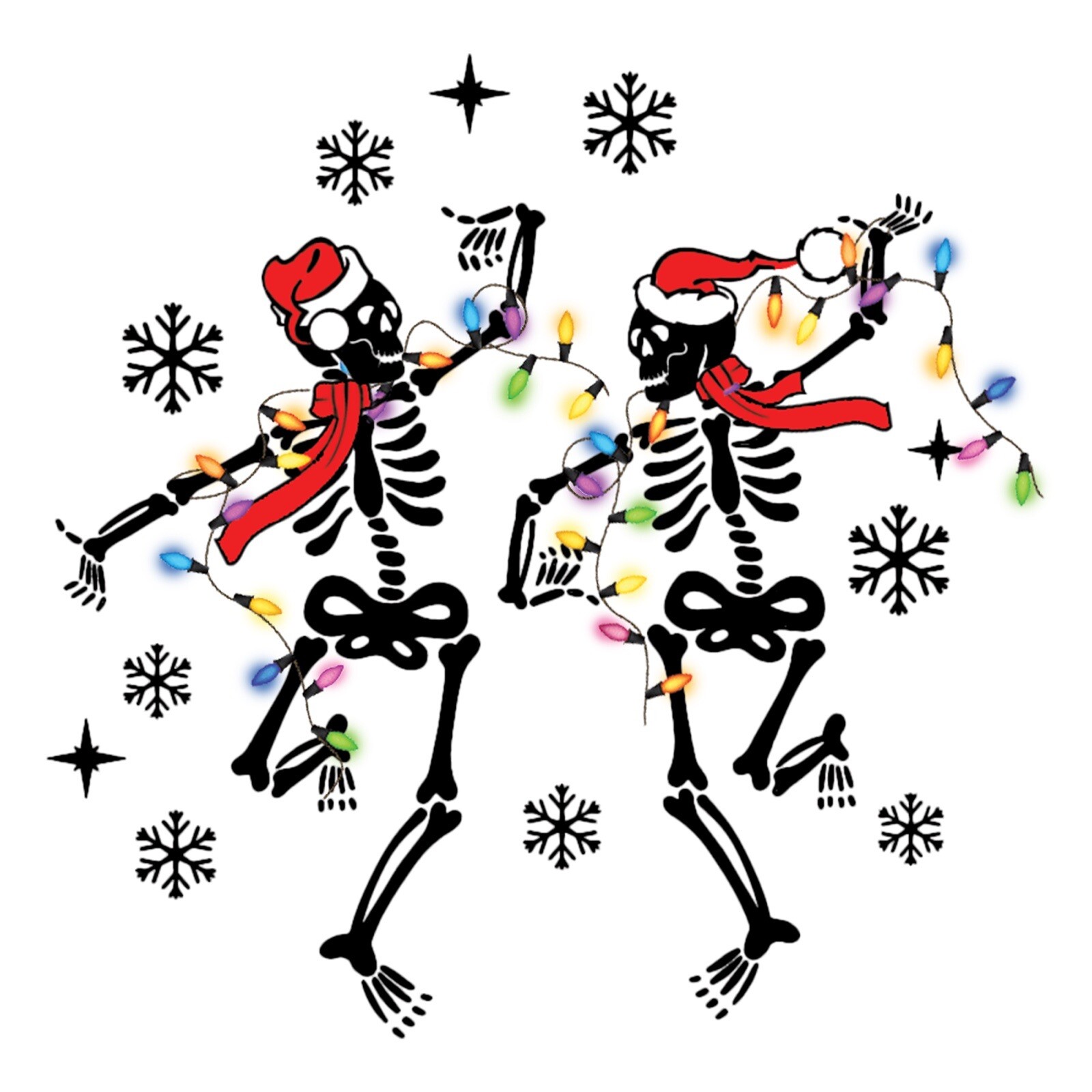 4” Skulls Sticker Dancing Santa Hat Christmas Snow Holiday Lights Jolly Grunge
