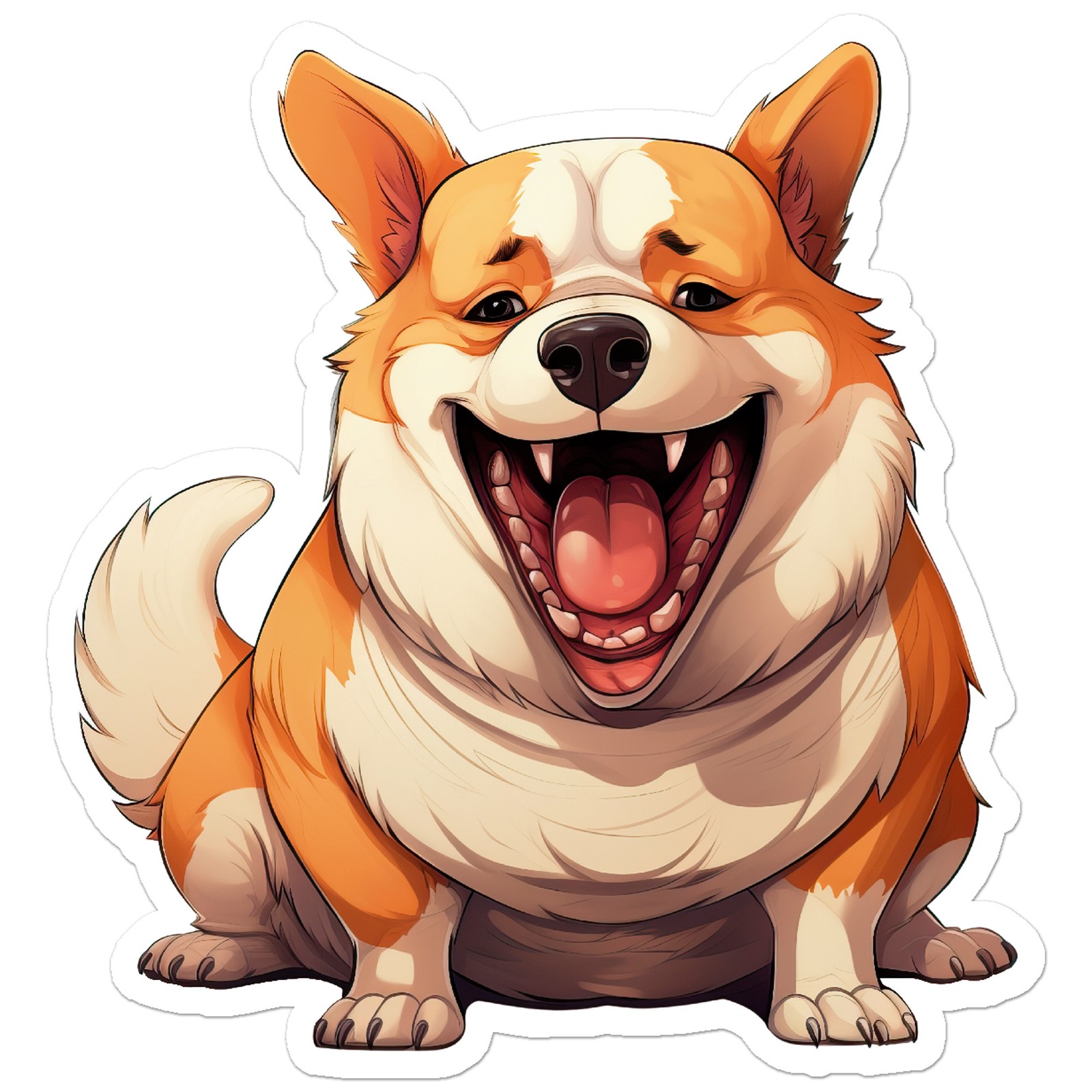Fat Cartoon Corgi – Vinyl Decal Sticker – Car Window Laptop – ebn11821