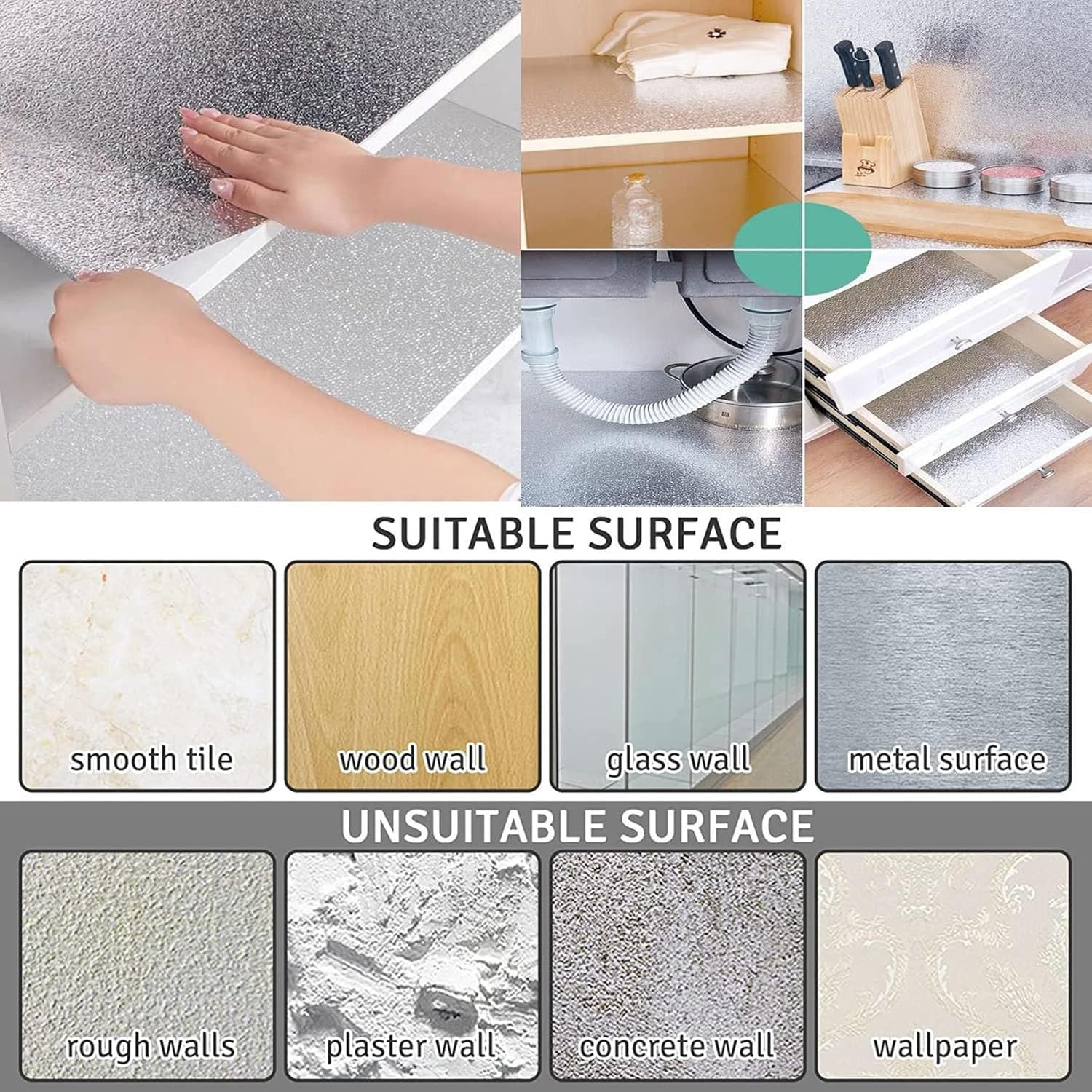 Kitchen Wallpaper Oil Proof Sticker Backsplash Aluminum Foil Self-Adhesive Paper