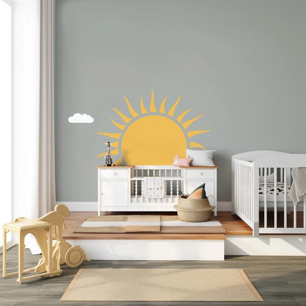 Large Half Sun Wall Decal | Cheerful Nursery Wall Art Sticker