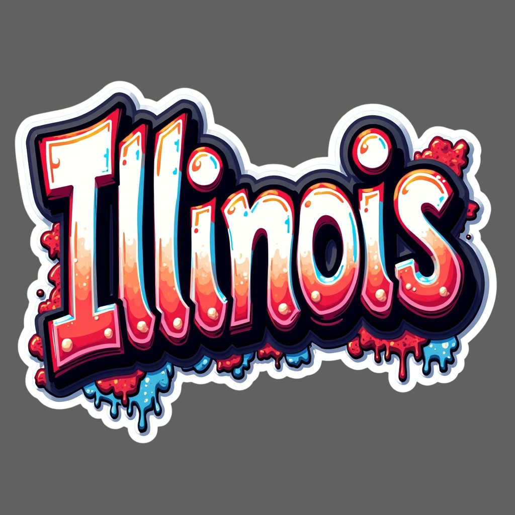 Illinois Graffiti Style Sticker Vinyl Decal State Name Urban Typography