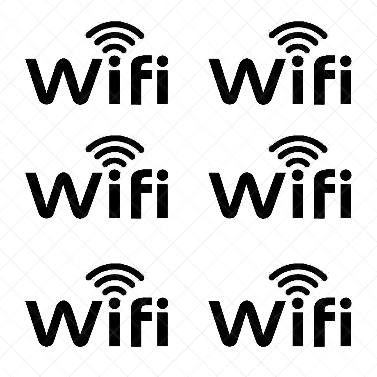 6 Pack – WIFI and WIFI SYMBOL ICON Vinyl Decals Stickers