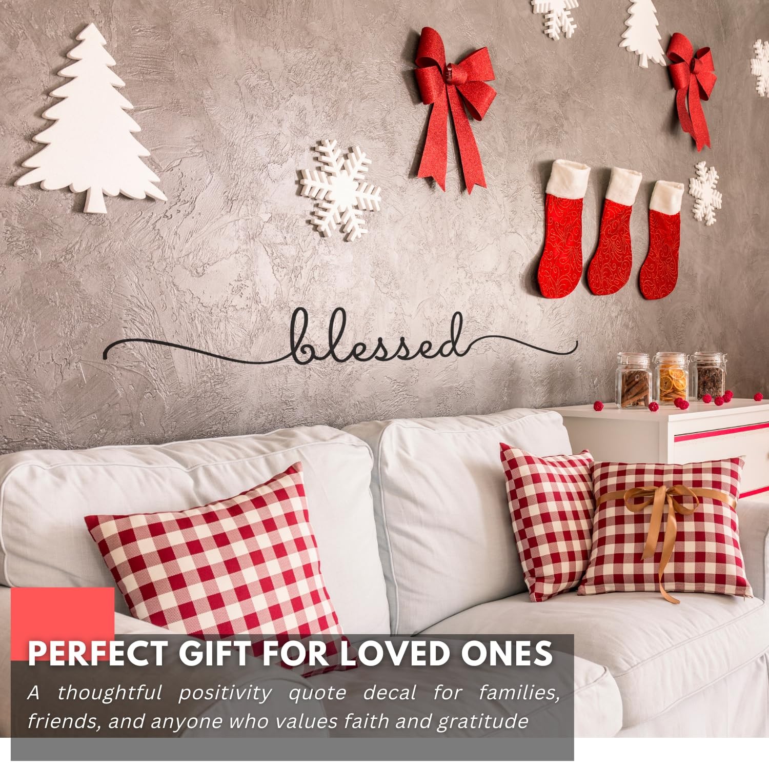 – Blessed – Inspirational Living Room Wall Decals for Family Decal Quote Word…