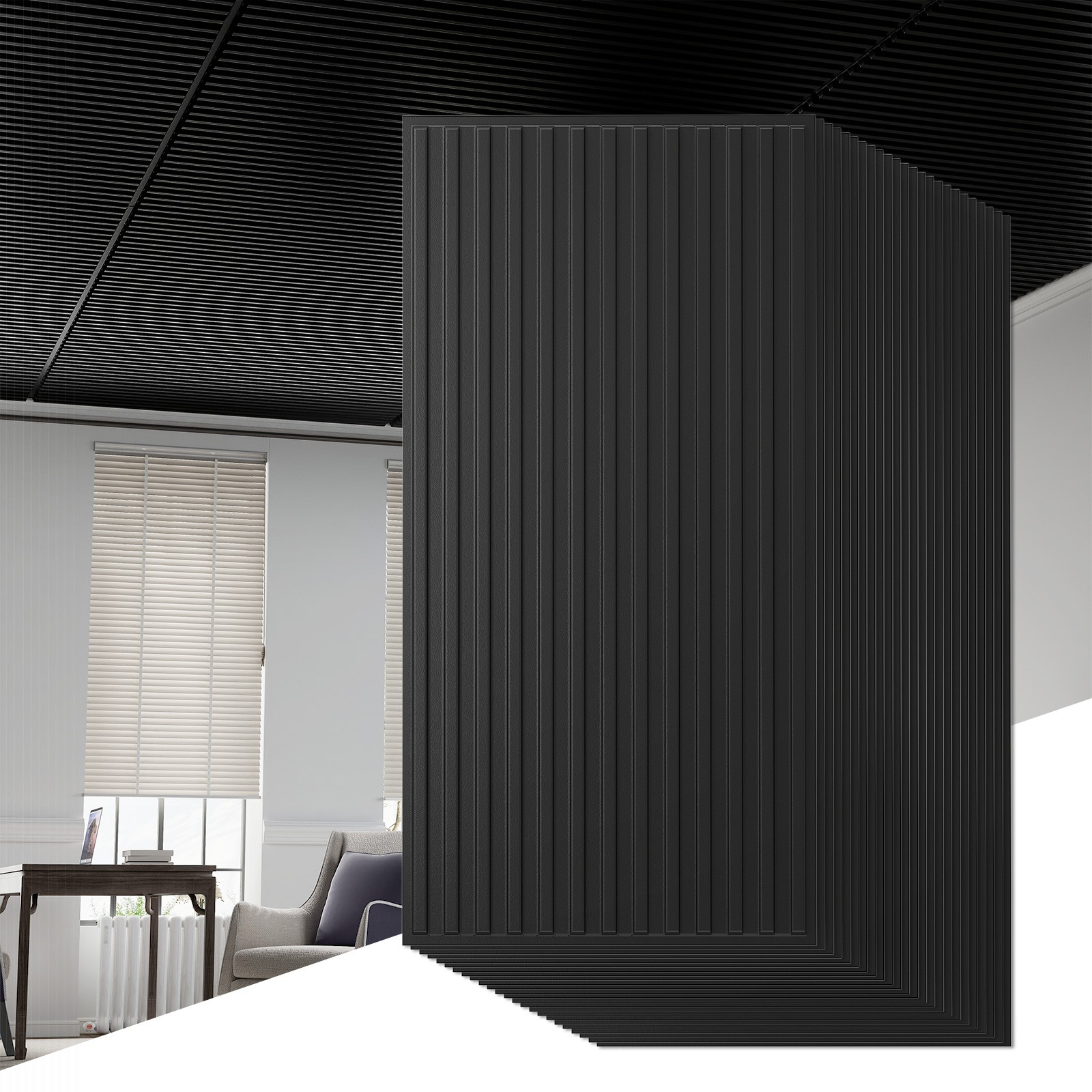 24-Pack PVC Slat Wall Panels, 3D Fluted Panels for Interior Wall Decoration