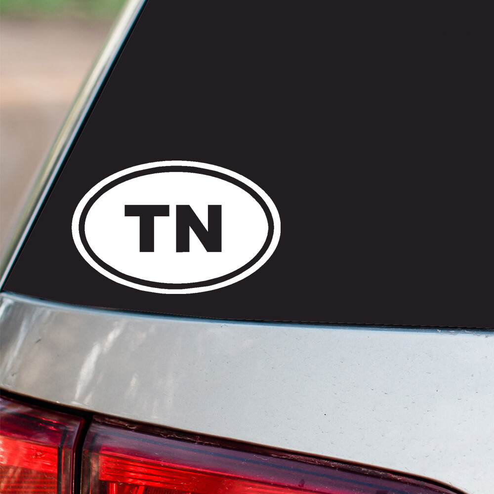 TN Tennessee oval euro chrome & regular vinyl color choices