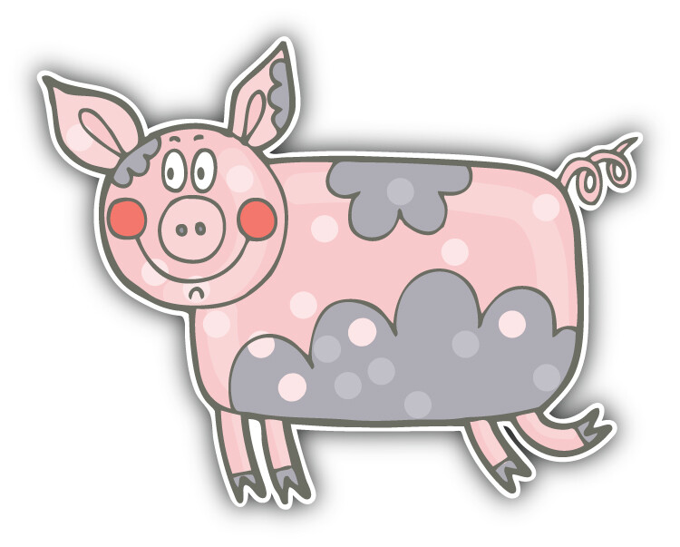 Funny Pig Sketch Car Bumper Sticker Decal