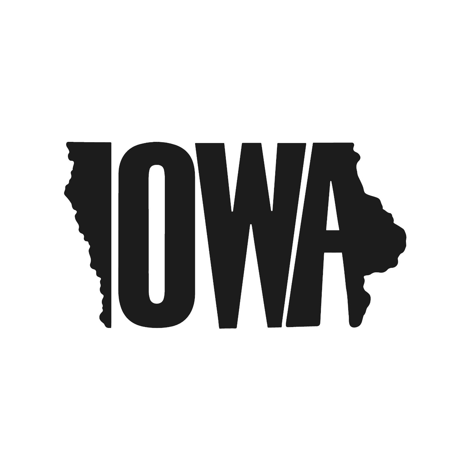 Iowa State Typography Name Outline Vinyl Decal State Word Art shape sticker