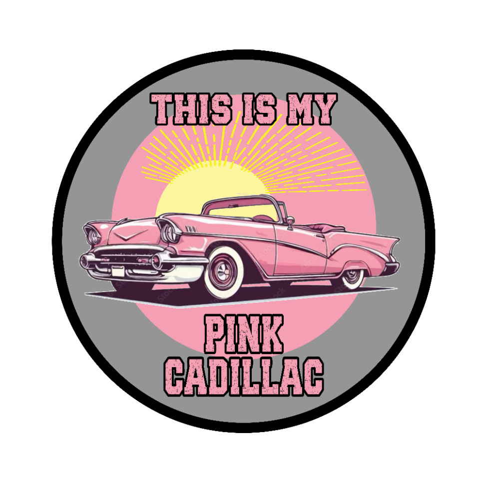 Car Classics “Pink Cadillac ” – 4″ Handcrafted Vinyl Decal Vehicle Cooler Laptop